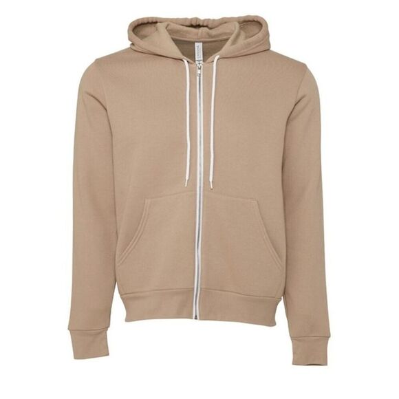 Unisex Adult Fleece Full Zip Hoodie / Tan